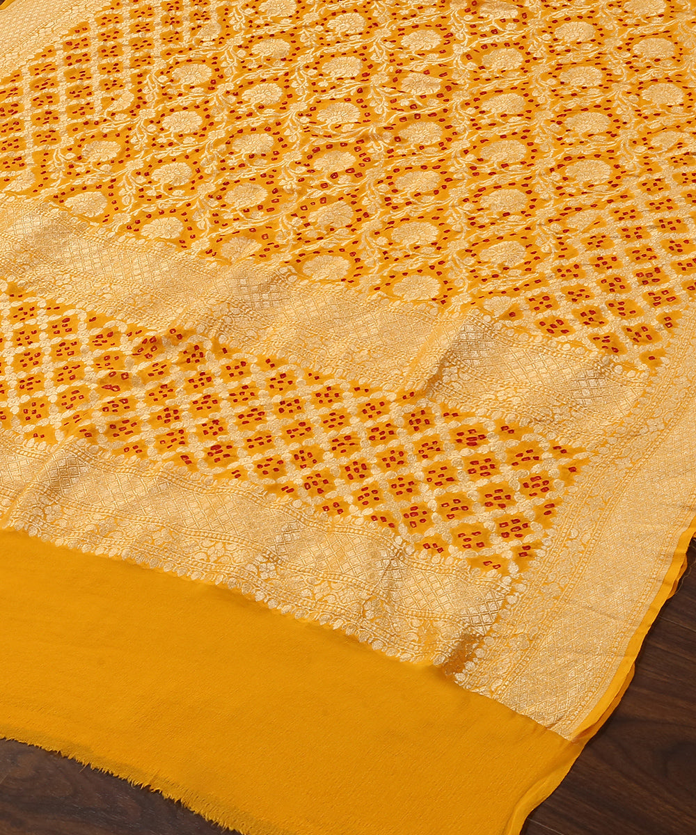 Mango_Yellow_Handloom_Pure_Georgette_Banarasi_Bandhej_Dupatta_With_Cutwork_Weave_WeaverStory_03