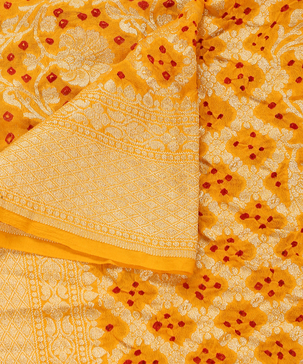Mango_Yellow_Handloom_Pure_Georgette_Banarasi_Bandhej_Dupatta_With_Cutwork_Weave_WeaverStory_04