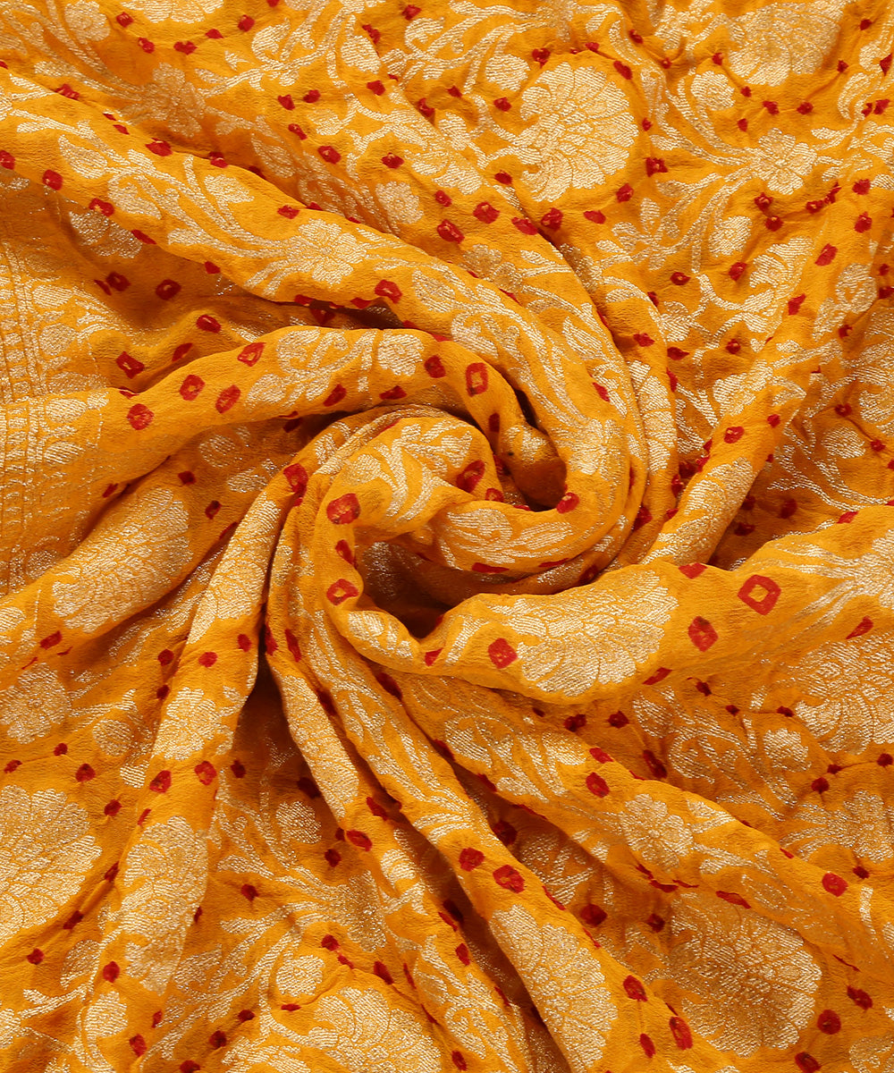 Mango_Yellow_Handloom_Pure_Georgette_Banarasi_Bandhej_Dupatta_With_Cutwork_Weave_WeaverStory_05
