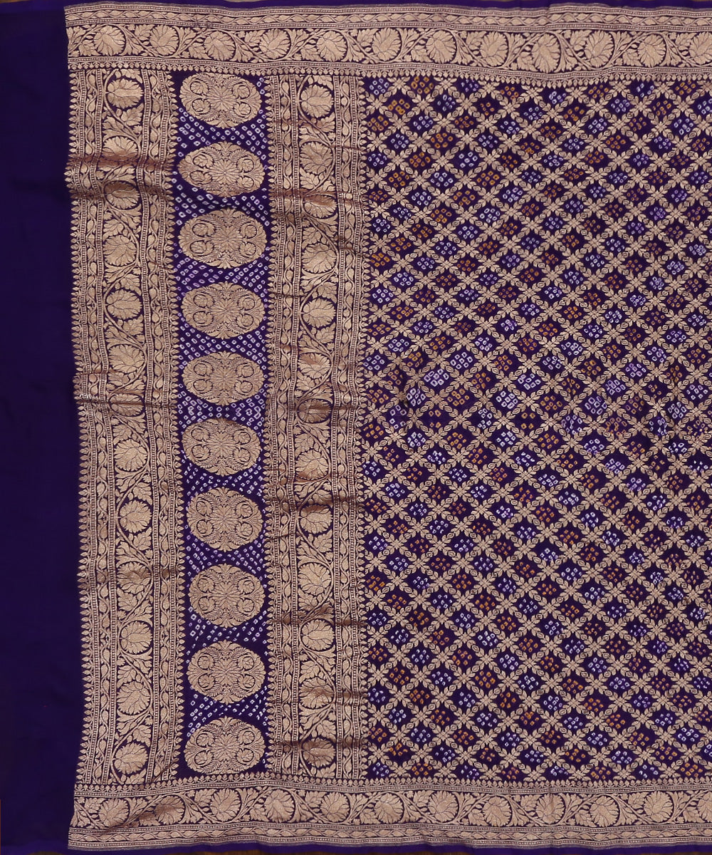 Handloom_Dark_Purple_Pure_Georgette_Banaras_Bandhej_Dupatta_With_Zari_Border_WeaverStory_02
