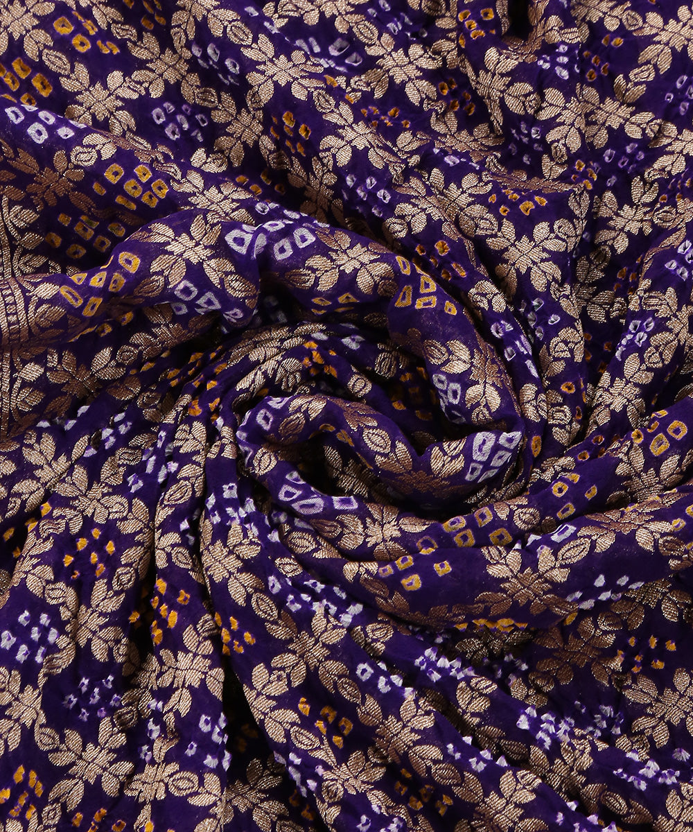 Handloom_Dark_Purple_Pure_Georgette_Banaras_Bandhej_Dupatta_With_Zari_Border_WeaverStory_05