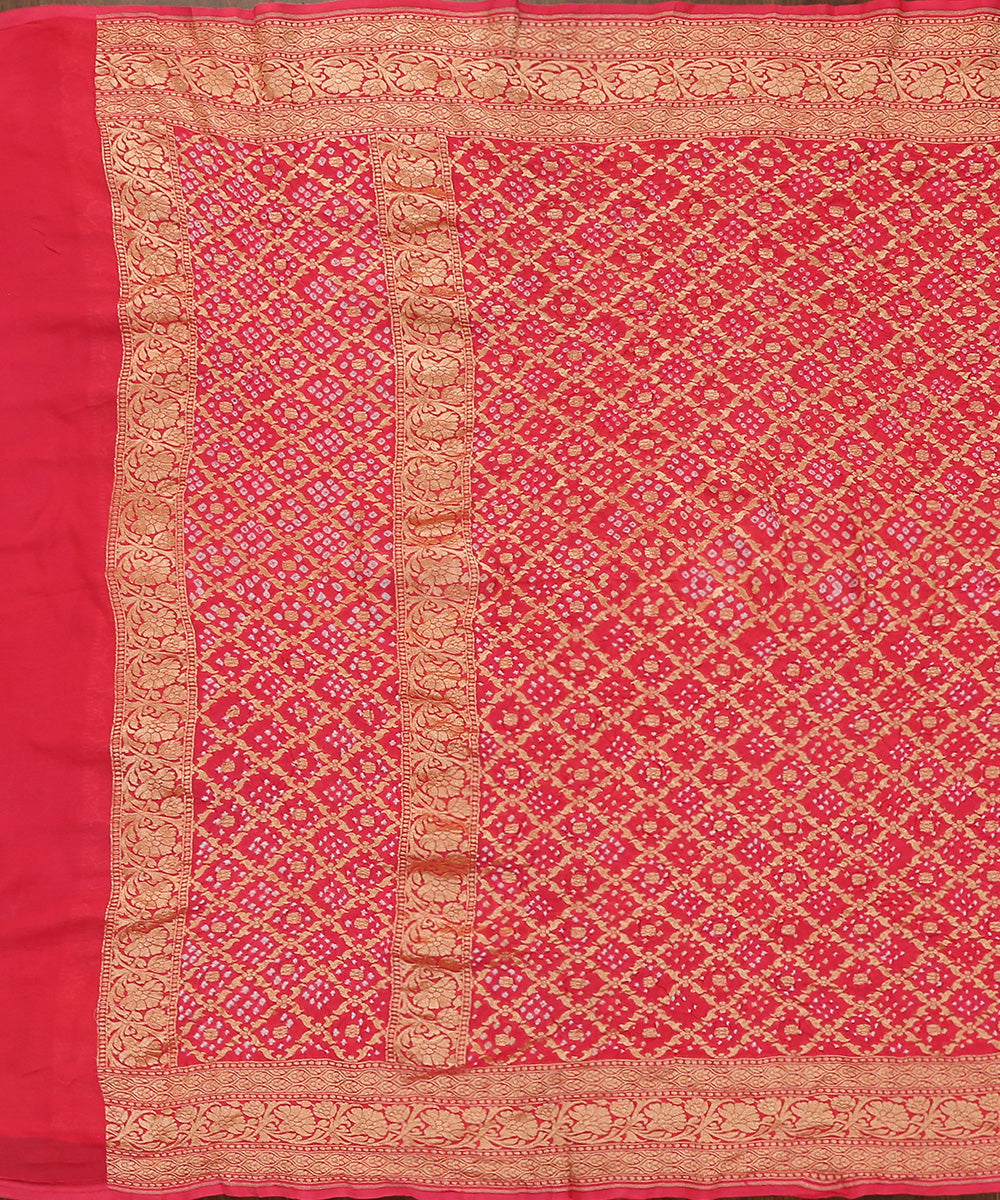 Pink_Handloom_Pure_Georgette_Banarasi_Bandhej_Dupatta_With_Zari_WeaverStory_02