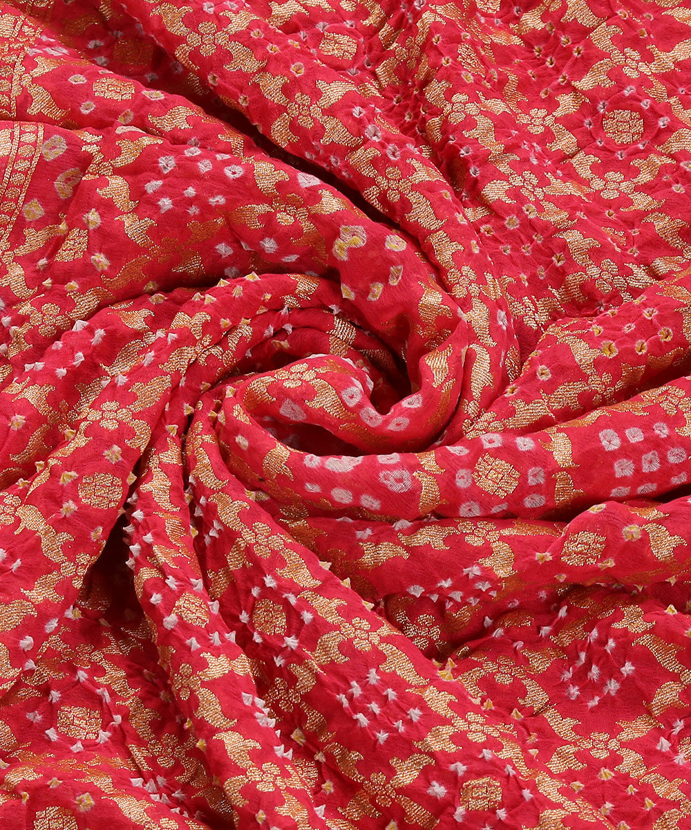Pink_Handloom_Pure_Georgette_Banarasi_Bandhej_Dupatta_With_Zari_WeaverStory_05