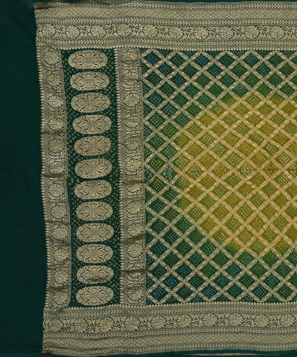 Handloom_Green_Ombre_Dyed_Pure_Georgette_Banarasi_Bandhej_Dupatta_WeaverStory_02