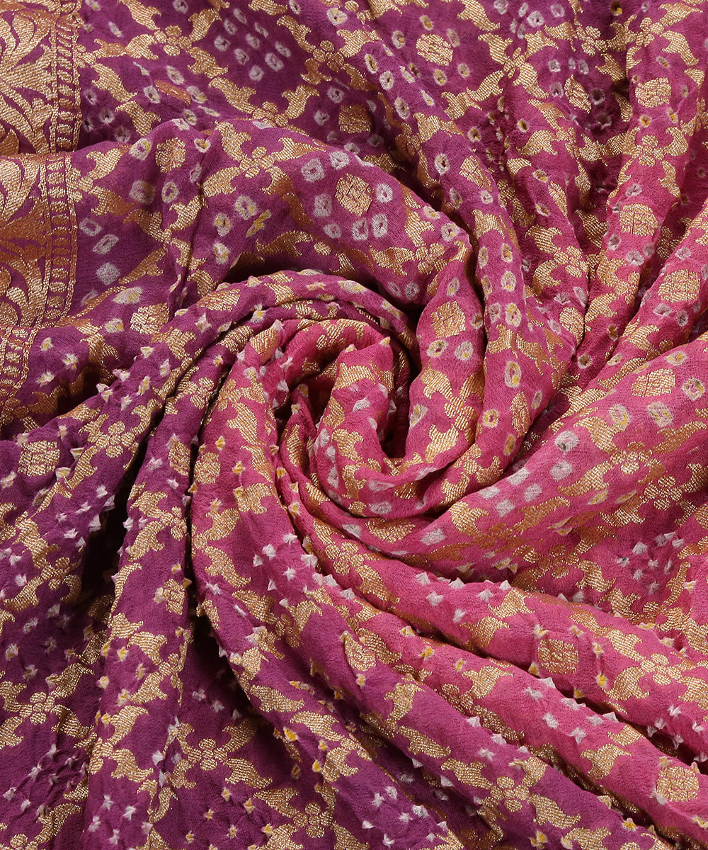 Mauve_And_Pink_Ombre_Dyed_Handloom_Pure_Georgette_Banarasi_Bandhej_Dupatta_WeaverStory_05