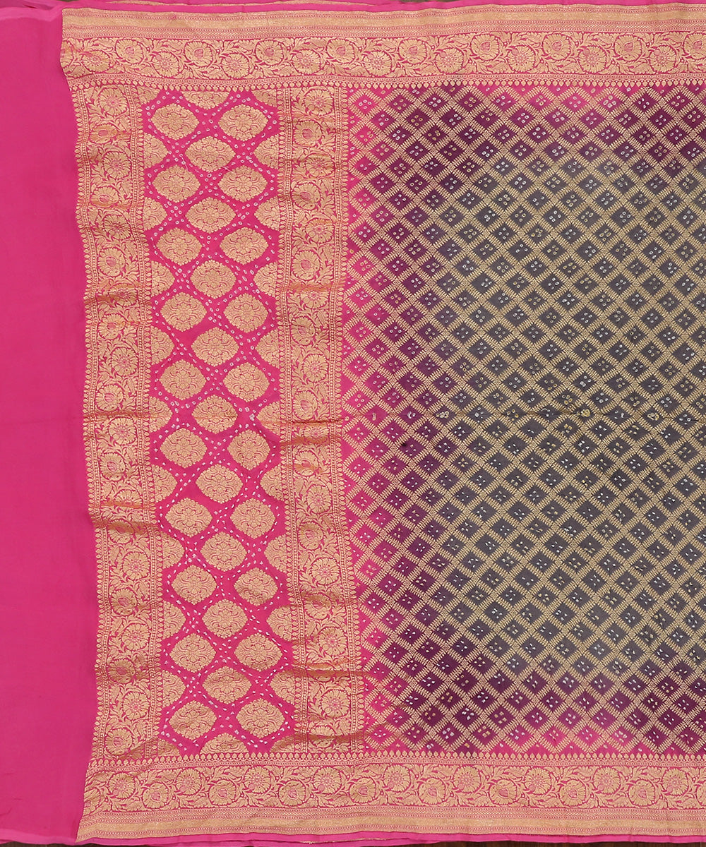 Handloom_Grey_And_Pink_Ombre_Dyed_Pure_Georgette_Banarasi_Bandhej_Dupatta_With_Cutwork_Weave_WeaverStory_02