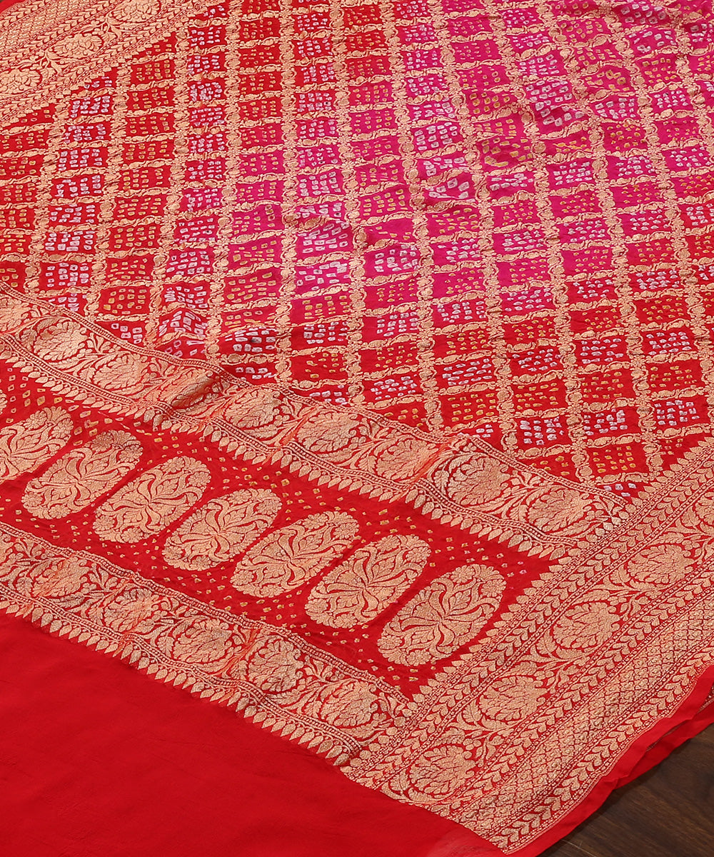 Handloom_Magenta_And_Red_Ombre_Dyed_Pure_Georgette_Banarasi_Bandhej_Dupatta_WeaverStory_03