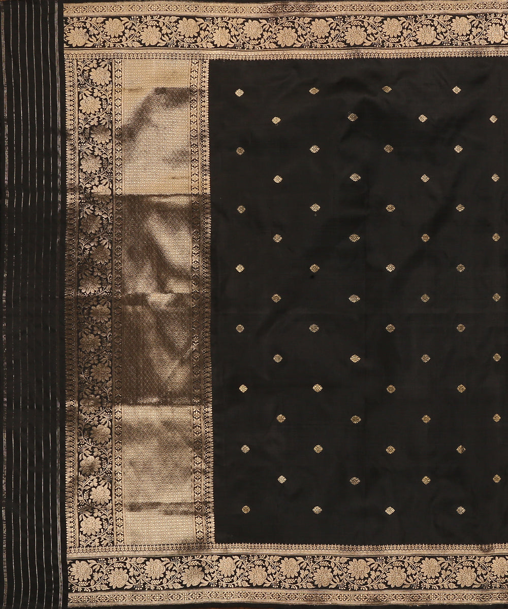 Black_Handloom_Pure_Katan_Silk_Banarasi_Dupatta_With_Kadhwa_Booti_WeaverStory_02