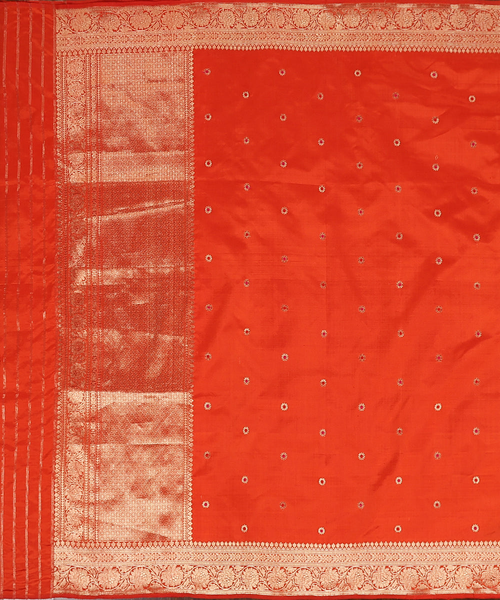 Handloom_Orange_Pure_Katan_Silk_Banarasi_Dupatta_With_Kadhwa_Booti_WeaverStory_02