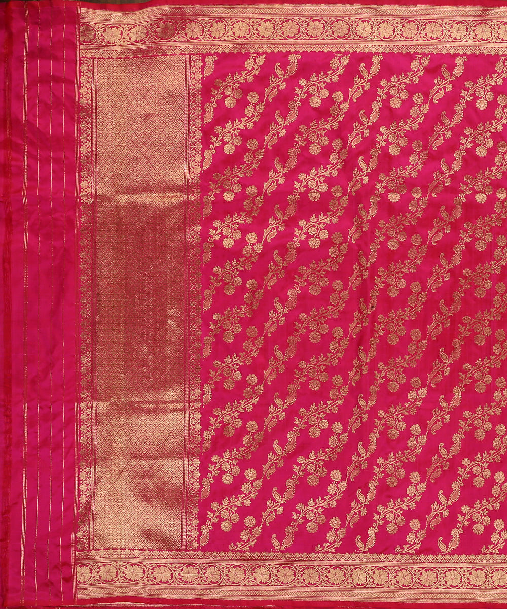 Handloom_Hot_Pink_Pure_Katan_Silk_Banarasi_Dupatta_With_Kadhwa_Jaal_WeaverStory_02
