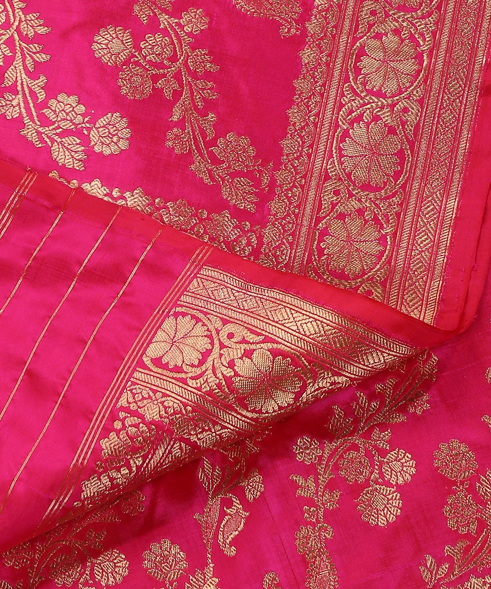 Handloom_Hot_Pink_Pure_Katan_Silk_Banarasi_Dupatta_With_Kadhwa_Jaal_WeaverStory_04