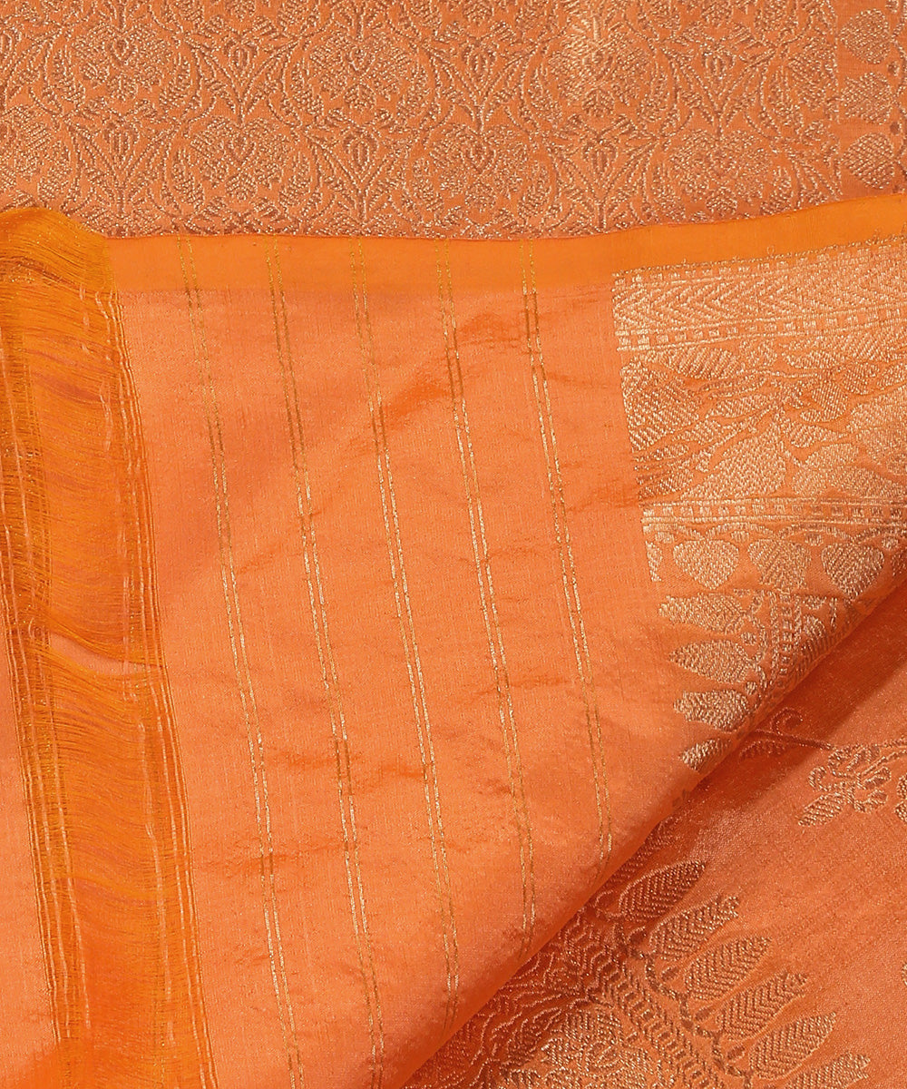 Peach_Handloom_Pure_Katan_Silk_Banarasi_Dupatta_With_Floral_Jaal_WeaverStory_04