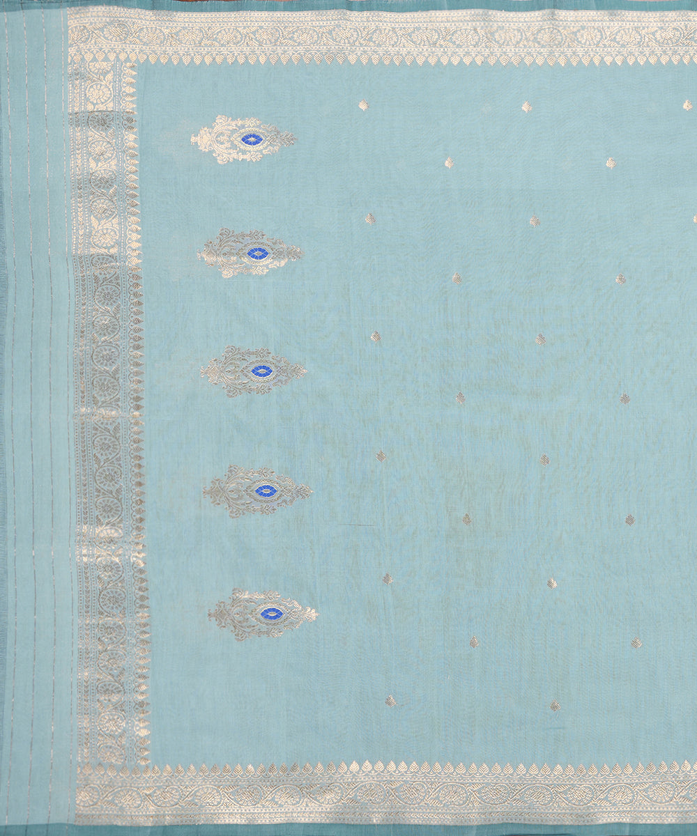 Blue_Handloom_Pure_Cotton_Banarasi_Dupatta_With_Meenkaari_Border_WeaverStory_02