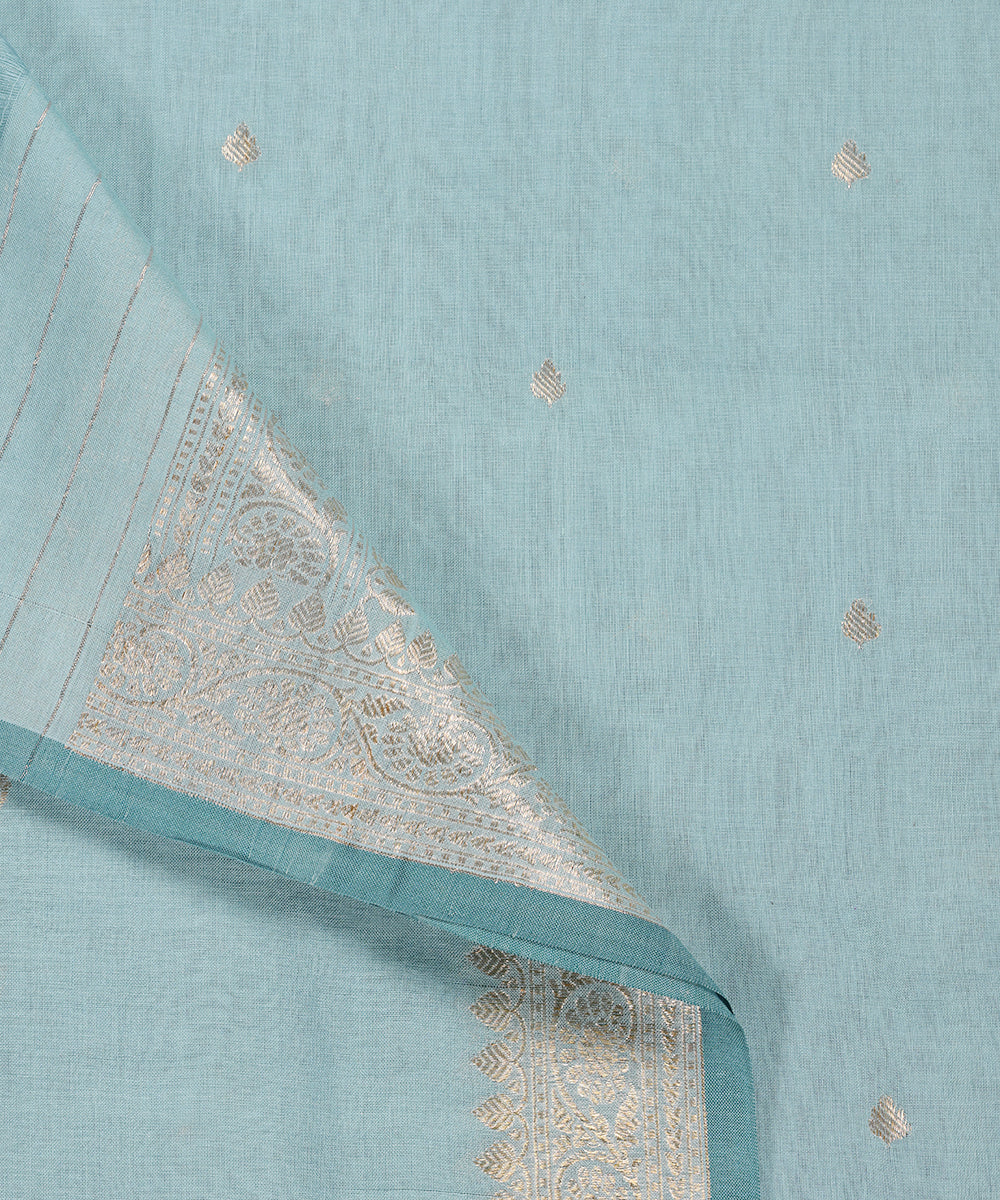 Blue_Handloom_Pure_Cotton_Banarasi_Dupatta_With_Meenkaari_Border_WeaverStory_04