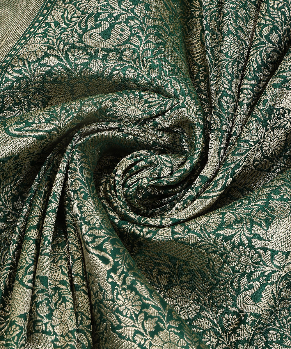 Green_Handloom_Pure_Katan_Silk_Shikargah_Banarasi_Dupatta_With_Kimkhab_Weave_WeaverStory_05