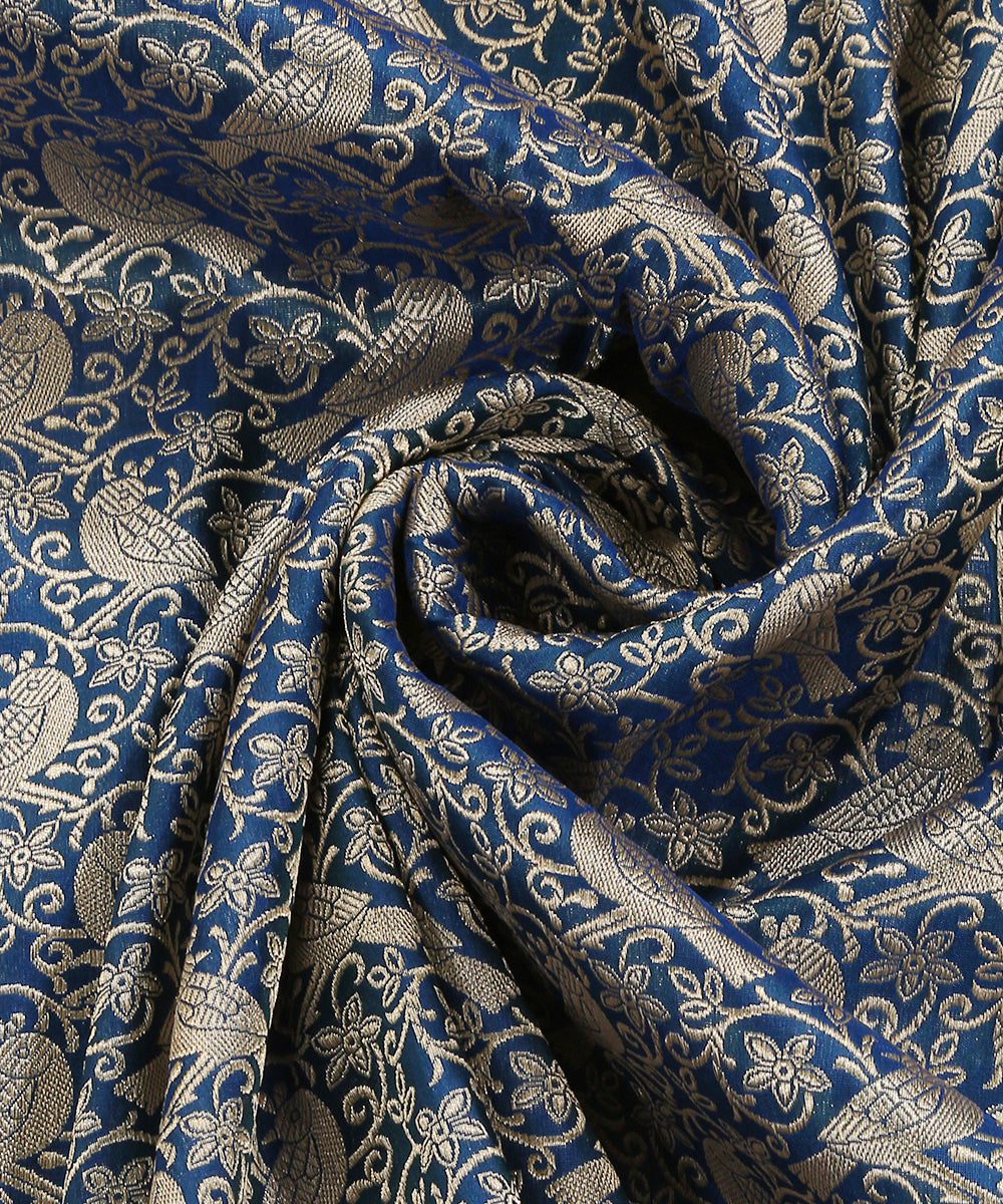 Peacock_Blue_Handloom_Pure_Katan_Silk_Shikargah_Banarasi_Dupatta_WeaverStory_05
