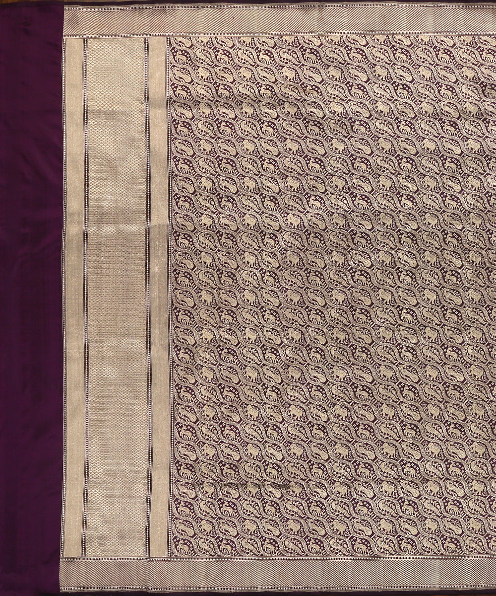 Purple_Handloom_Pure_Katan_Silk_Brocade_Shikargah_Banarasi_Dupatta_WeaverStory_02