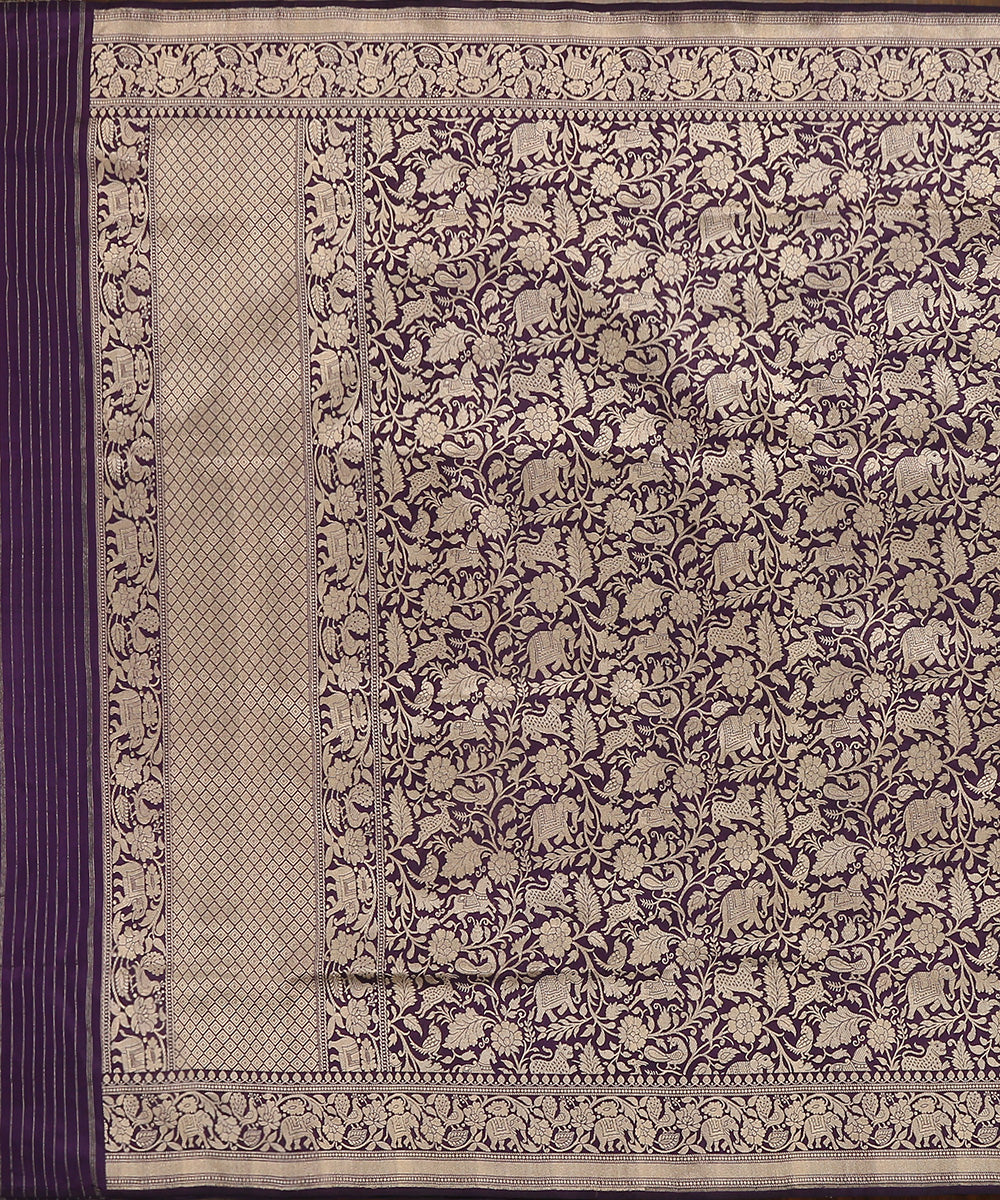 Handloom_Purple_Pure_Katan_Silk_Brocade_Shikargah_Banarasi_Dupatta_WeaverStory_02