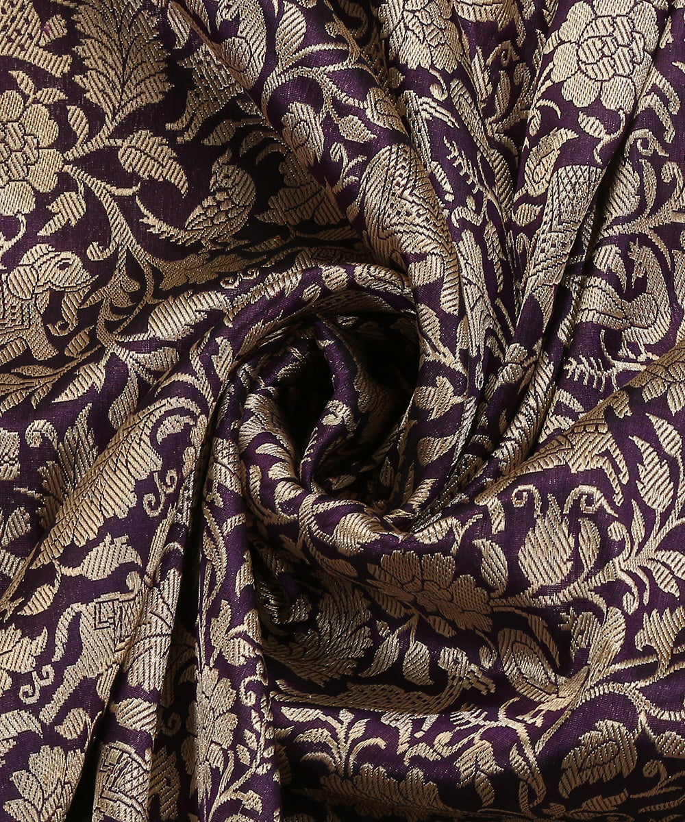 Handloom_Purple_Pure_Katan_Silk_Brocade_Shikargah_Banarasi_Dupatta_WeaverStory_05