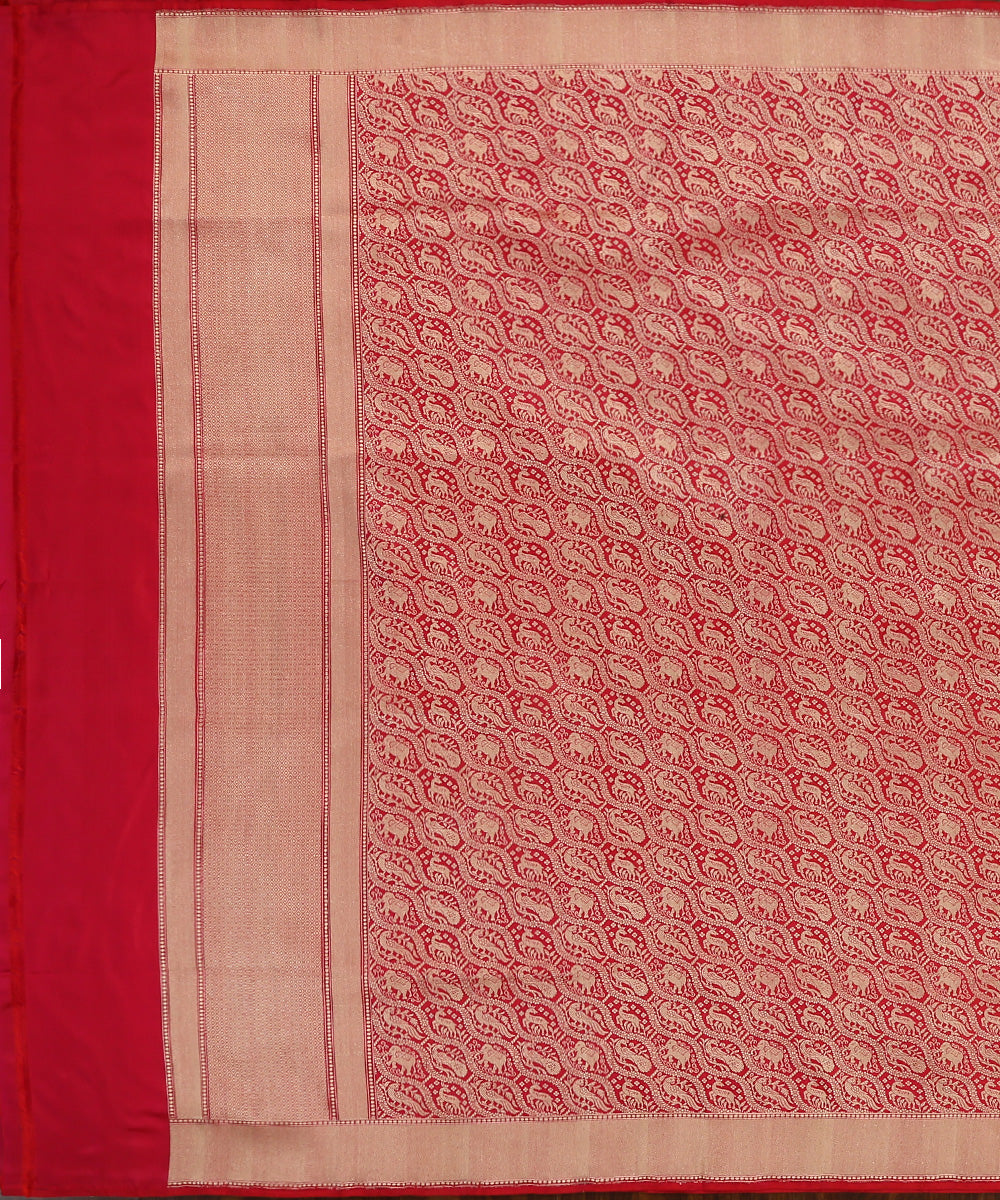 Rani_Pink_Handloom_Pure_Katan_Silk_Brocade_Shikargah_Banarasi_Dupatta_With_Diagonal_Bel_WeaverStory_02