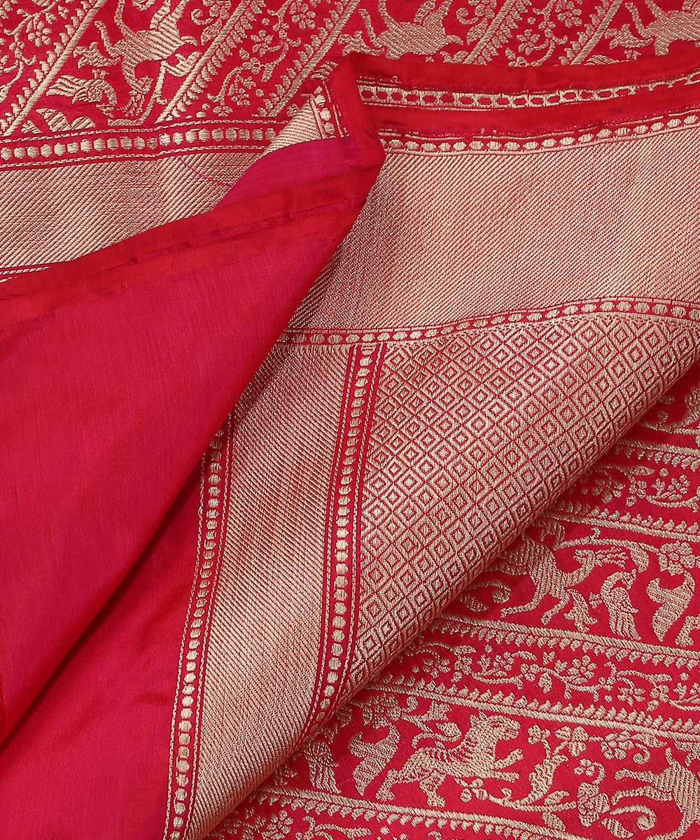 Rani_Pink_Handloom_Brocade_Shikargah_Pure_Katan_Silk_Banarasi_Dupatta_WeaverStory_04