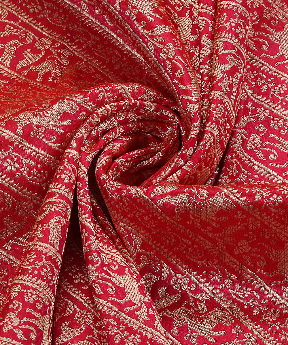 Rani_Pink_Handloom_Brocade_Shikargah_Pure_Katan_Silk_Banarasi_Dupatta_WeaverStory_05