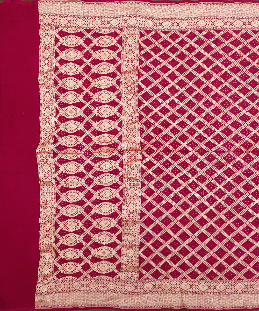 Handloom_Magenta_Banarasi_Bandhej_Pure_Georgette_Dupatta_With_Cutwork_Weave_WeaverStory_02