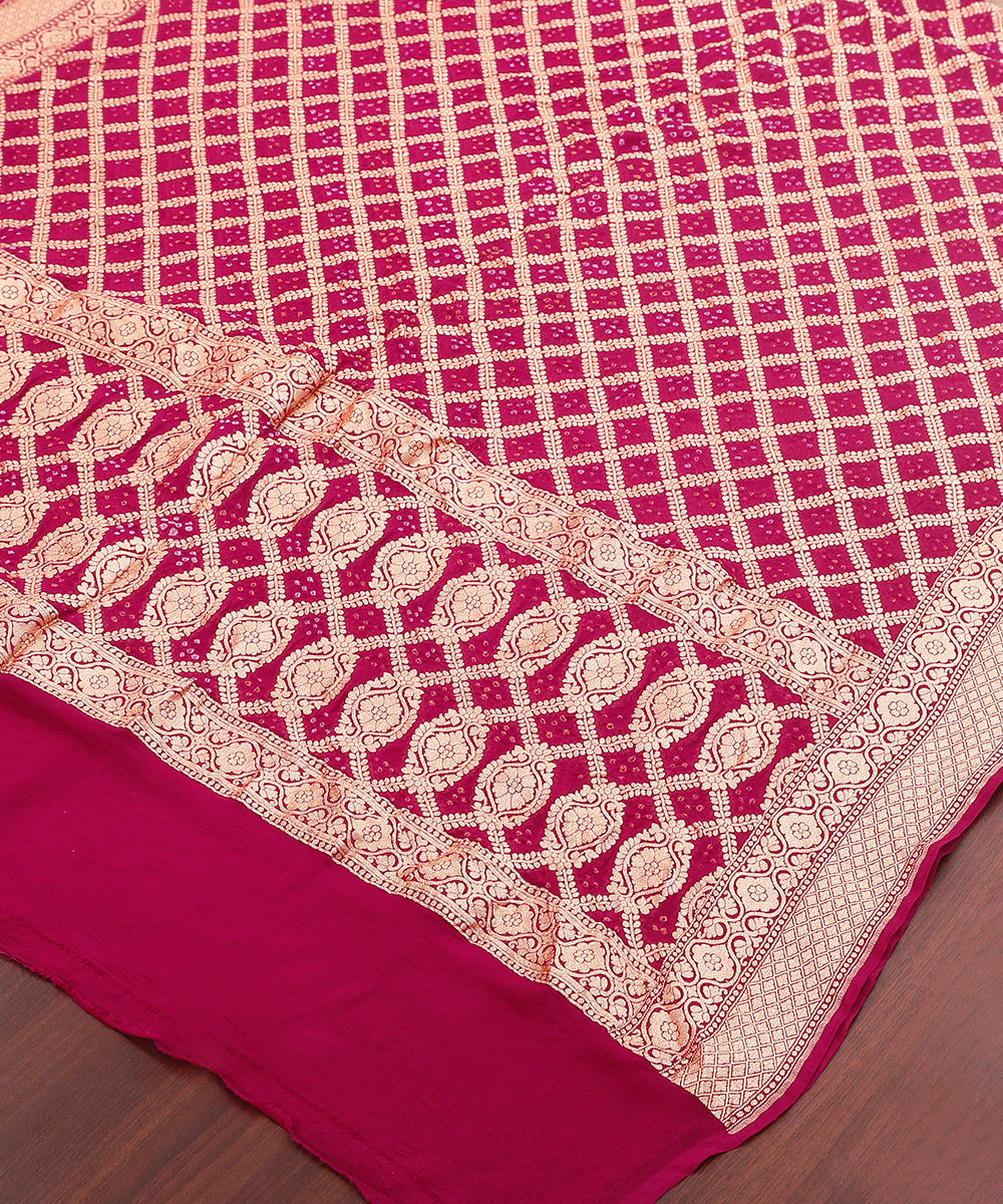 Handloom_Magenta_Banarasi_Bandhej_Pure_Georgette_Dupatta_With_Cutwork_Weave_WeaverStory_03