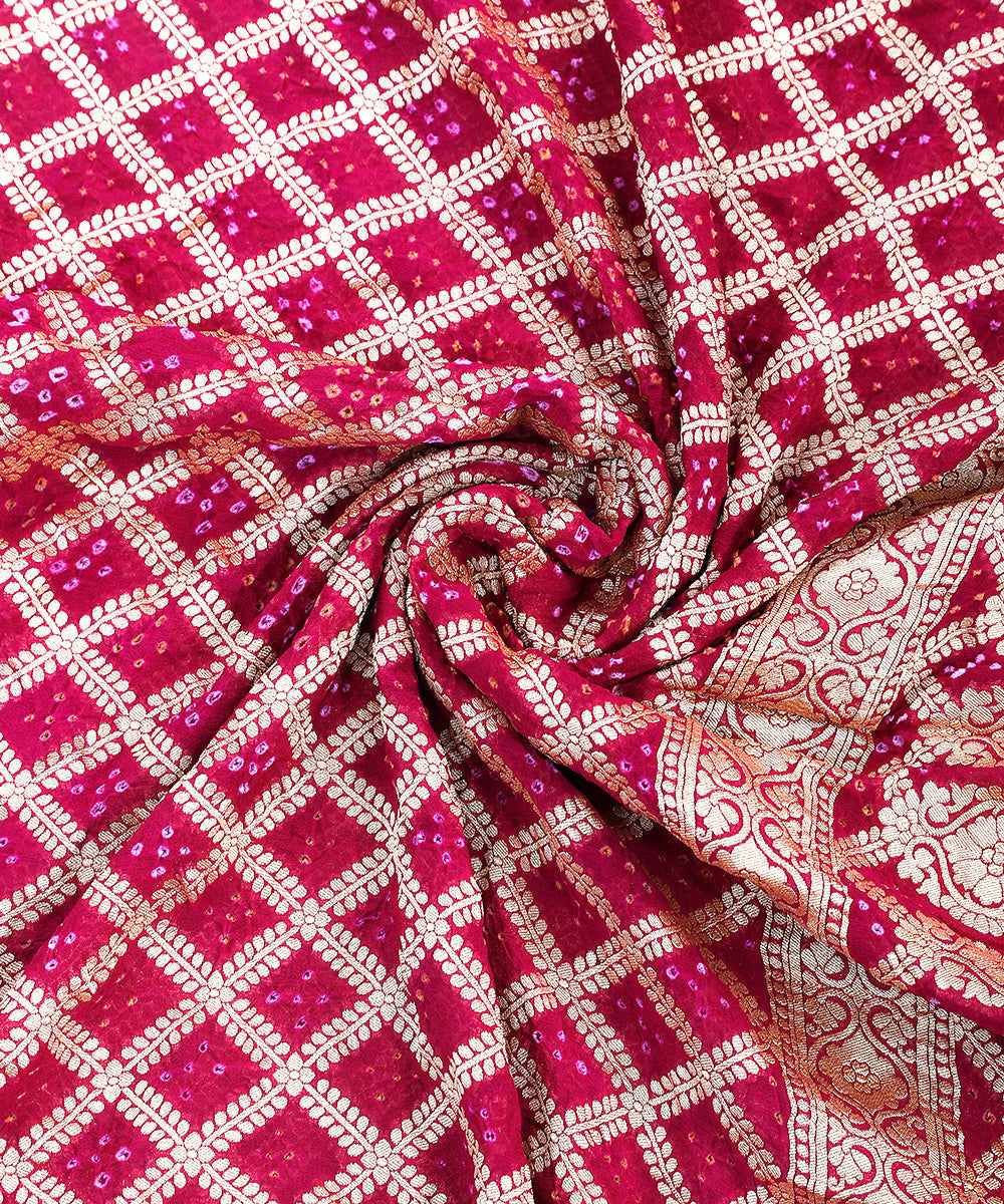 Handloom_Magenta_Banarasi_Bandhej_Pure_Georgette_Dupatta_With_Cutwork_Weave_WeaverStory_05