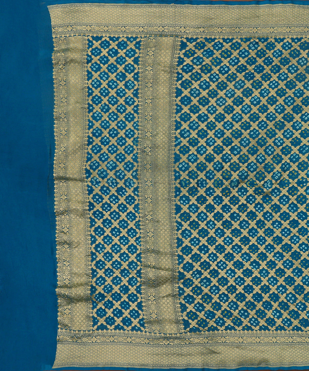 Teal_Blue_Handloom_Pure_Georgette_Banarasi_Bandhej_Dupatta_WeaverStory_02