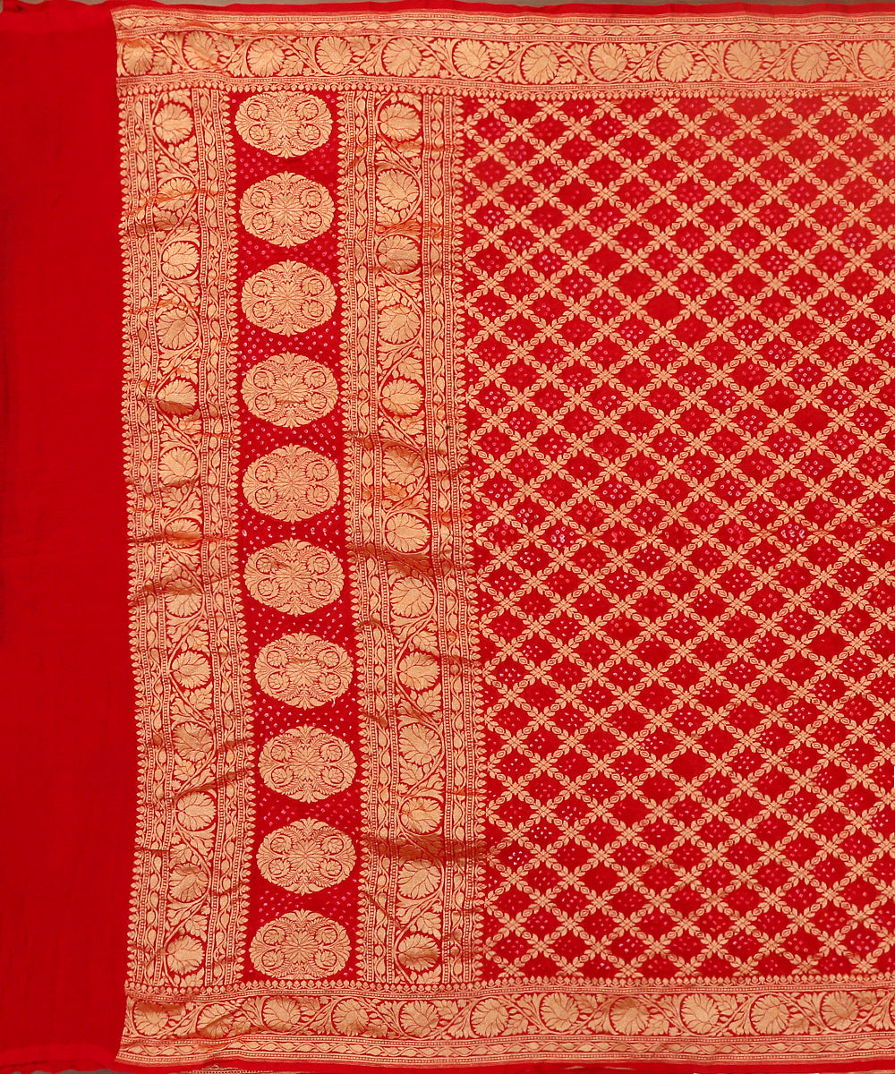 Handloom_Red_Pure_Georgette_Banarasi_Bandhej_Dupatta_WeaverStory_02