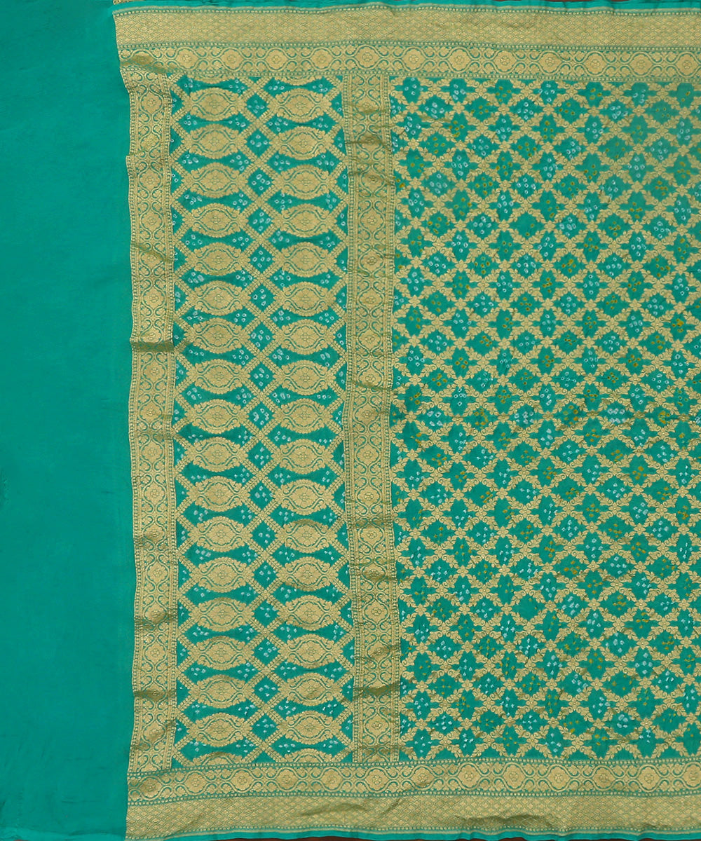 Sea_Green_Handloom_Pure_Georgette_Banarasi_Bandhej_Dupatta_WeaverStory_02