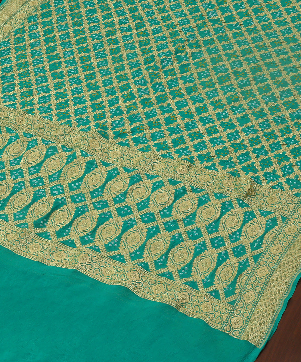 Sea_Green_Handloom_Pure_Georgette_Banarasi_Bandhej_Dupatta_WeaverStory_03