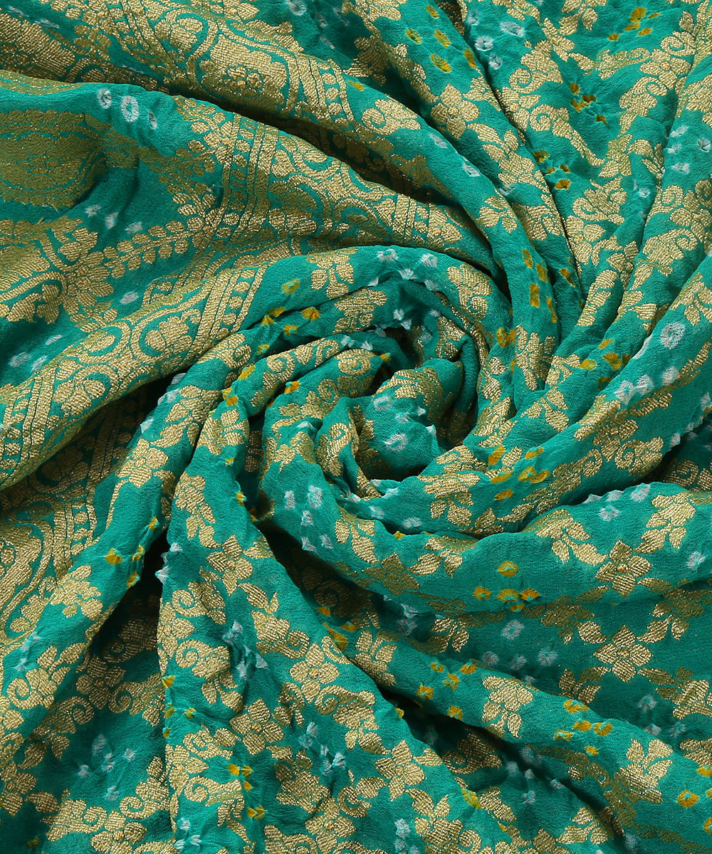 Sea_Green_Handloom_Pure_Georgette_Banarasi_Bandhej_Dupatta_WeaverStory_05