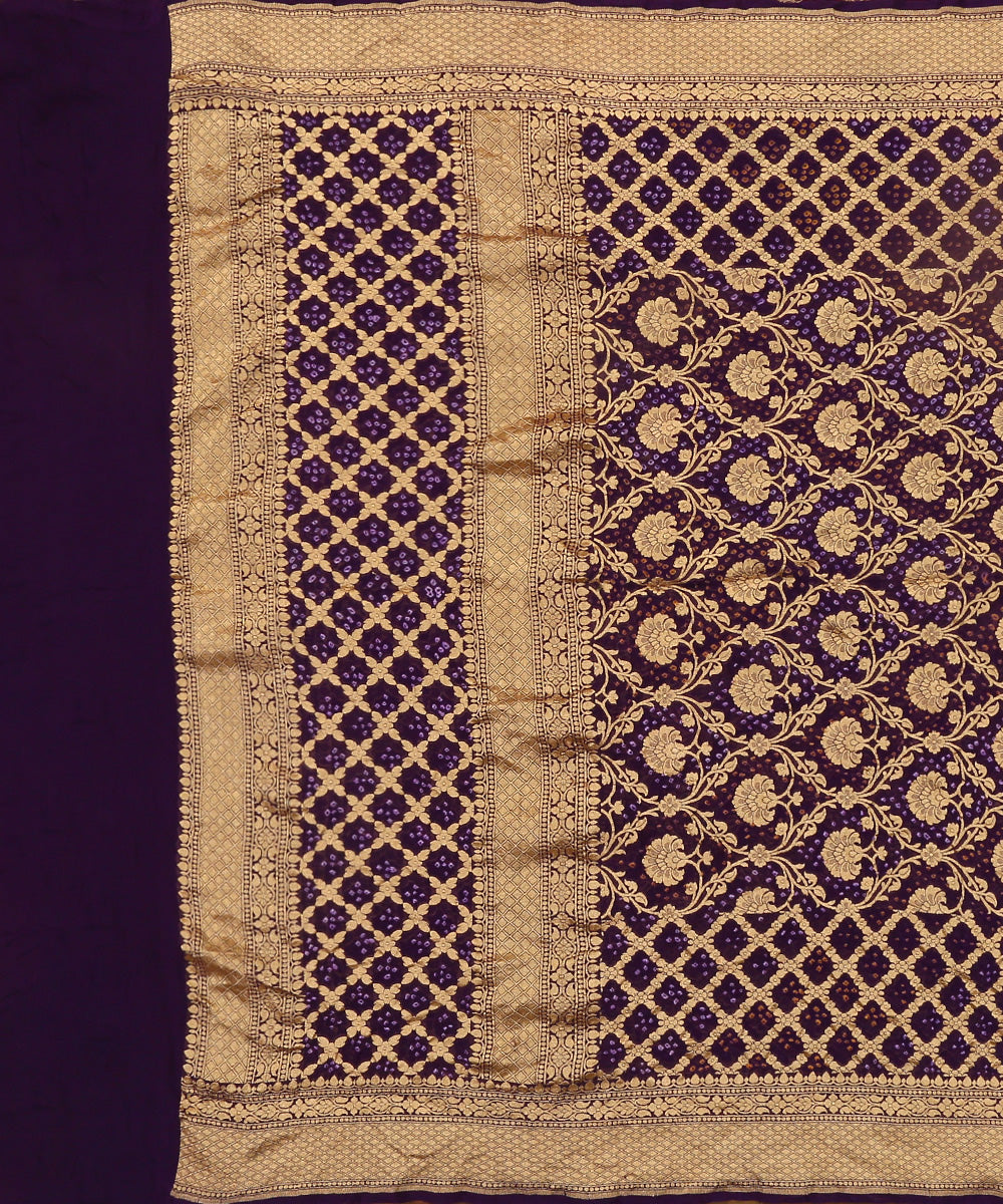 Handloom_Purple_Red_Pure_Georgette_Banarasi_Bandhej_Dupatta_WeaverStory_02