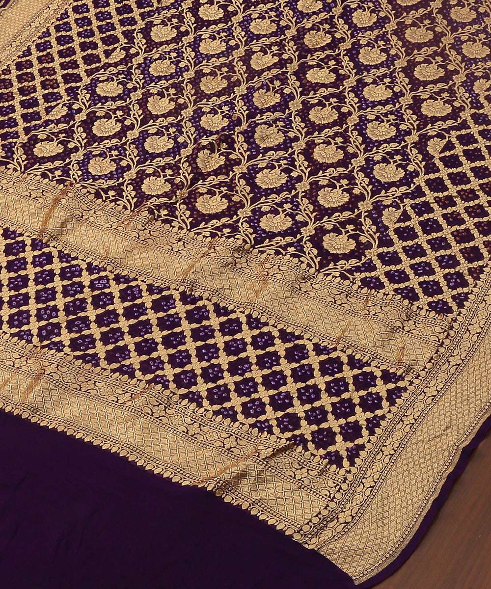 Handloom_Purple_Red_Pure_Georgette_Banarasi_Bandhej_Dupatta_WeaverStory_03