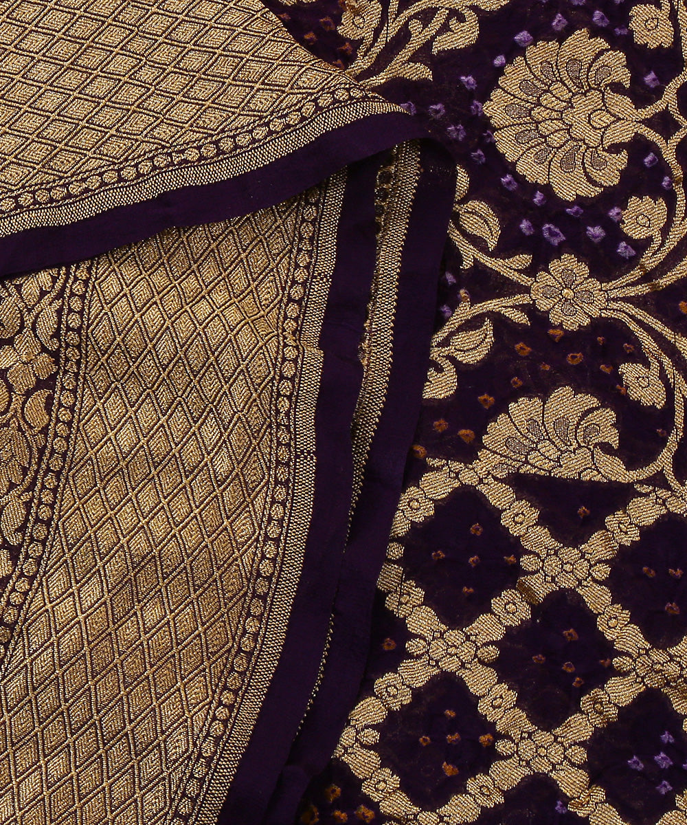 Handloom_Purple_Red_Pure_Georgette_Banarasi_Bandhej_Dupatta_WeaverStory_04