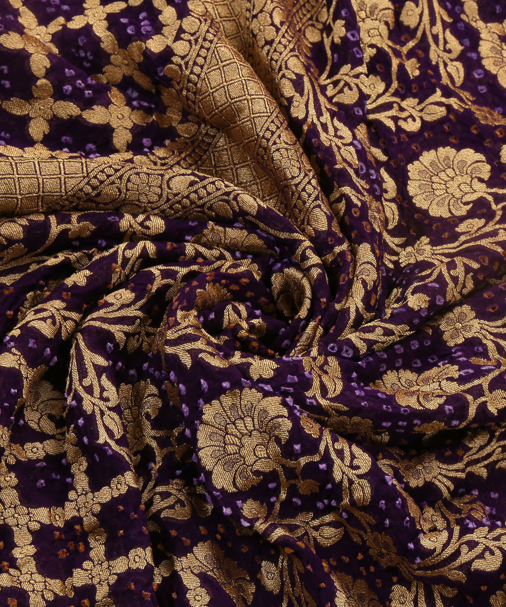 Handloom_Purple_Red_Pure_Georgette_Banarasi_Bandhej_Dupatta_WeaverStory_05