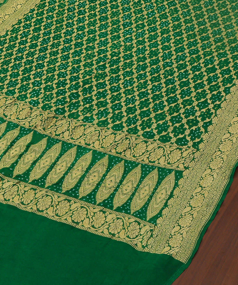 Green_Handloom_Pure_Georgette_Banarasi_Bandhej_Dupatta_WeaverStory_03