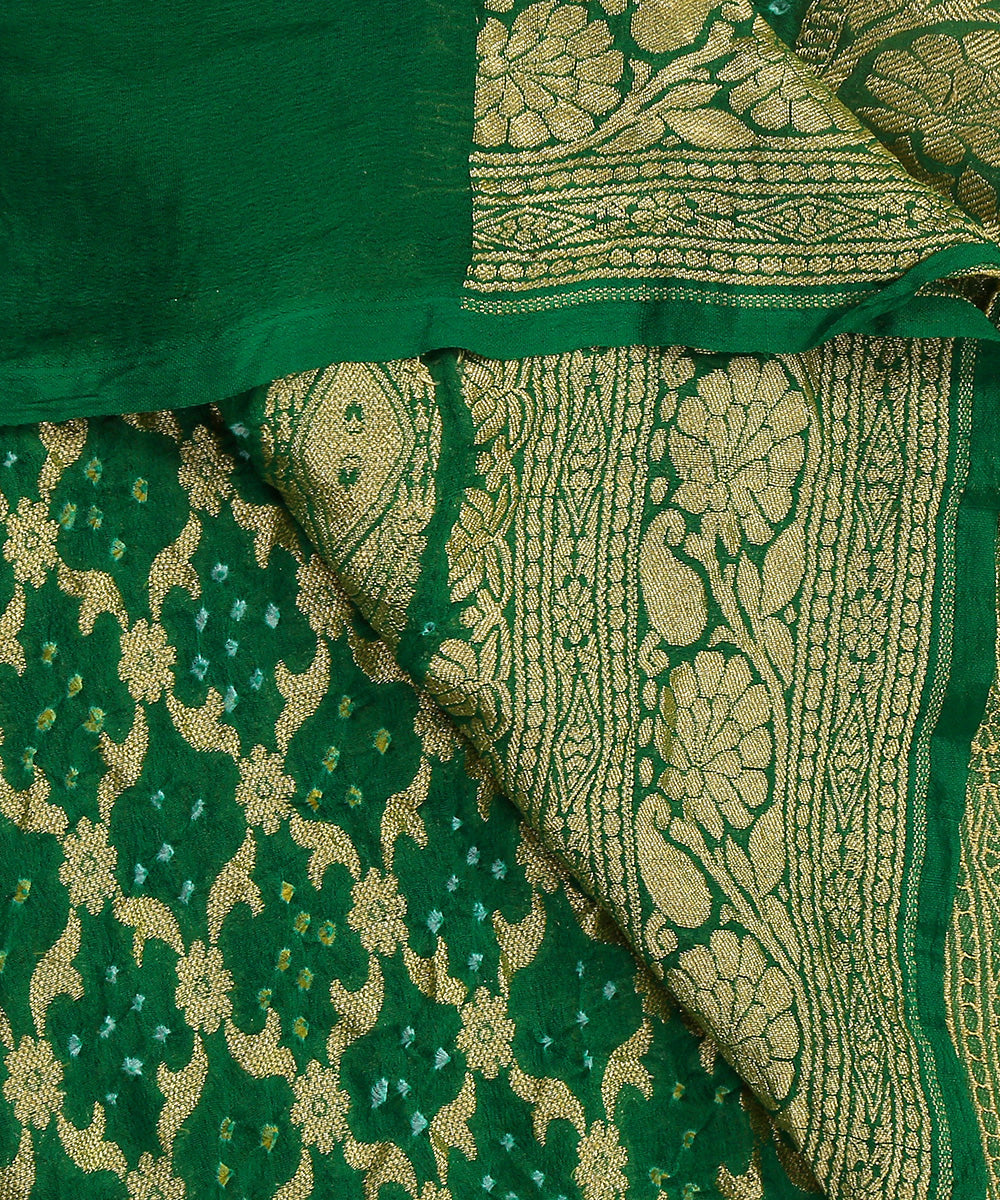 Green_Handloom_Pure_Georgette_Banarasi_Bandhej_Dupatta_WeaverStory_04