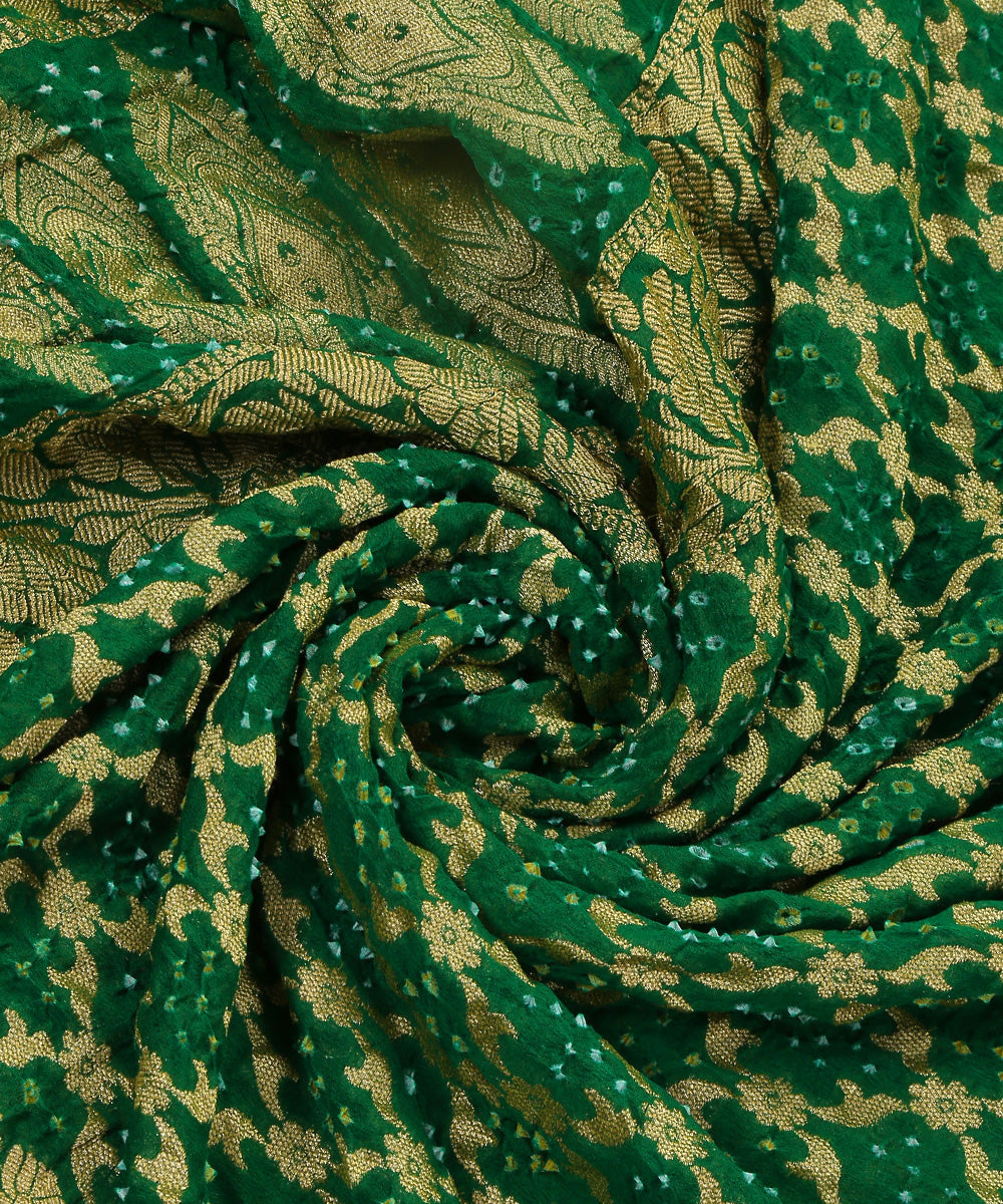 Green_Handloom_Pure_Georgette_Banarasi_Bandhej_Dupatta_WeaverStory_05