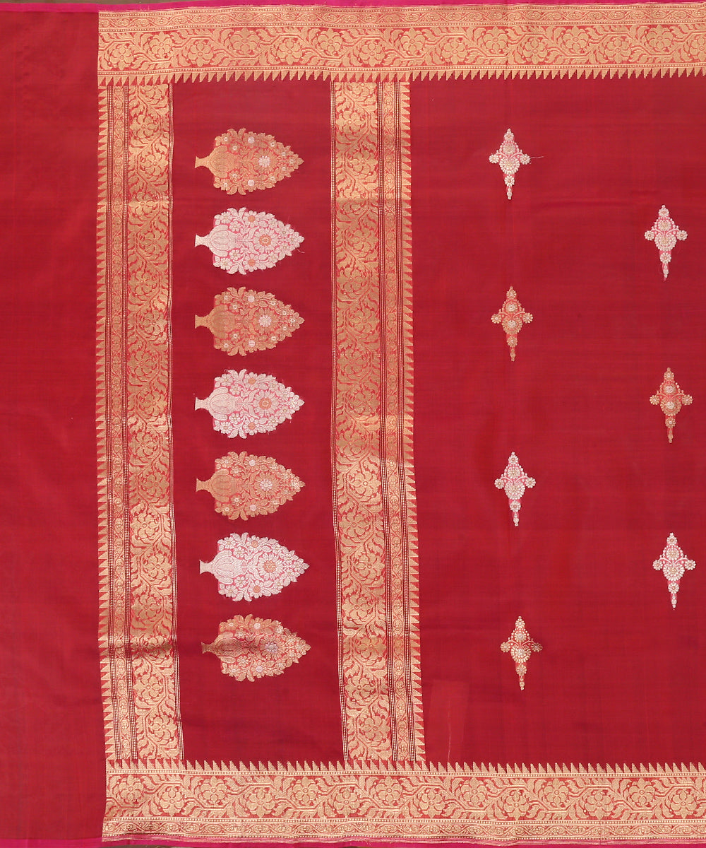 Hot_Pink_Handloom_Pure_Kora_Silk_Dupatta_With_Kadhwa_Sona_Rupa_Boota_WeaverStory_05