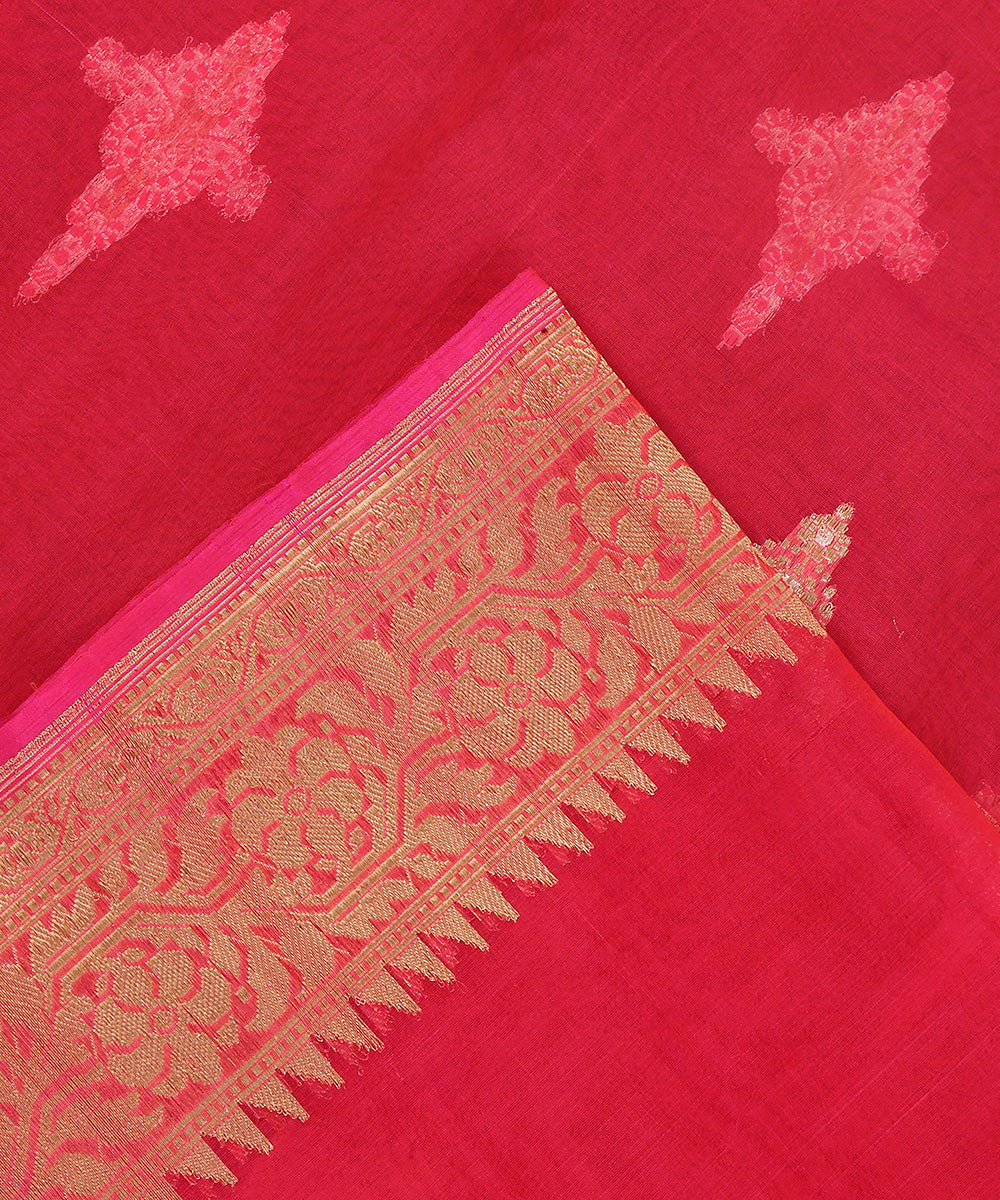 Hot_Pink_Handloom_Pure_Kora_Silk_Dupatta_With_Kadhwa_Sona_Rupa_Boota_WeaverStory_04