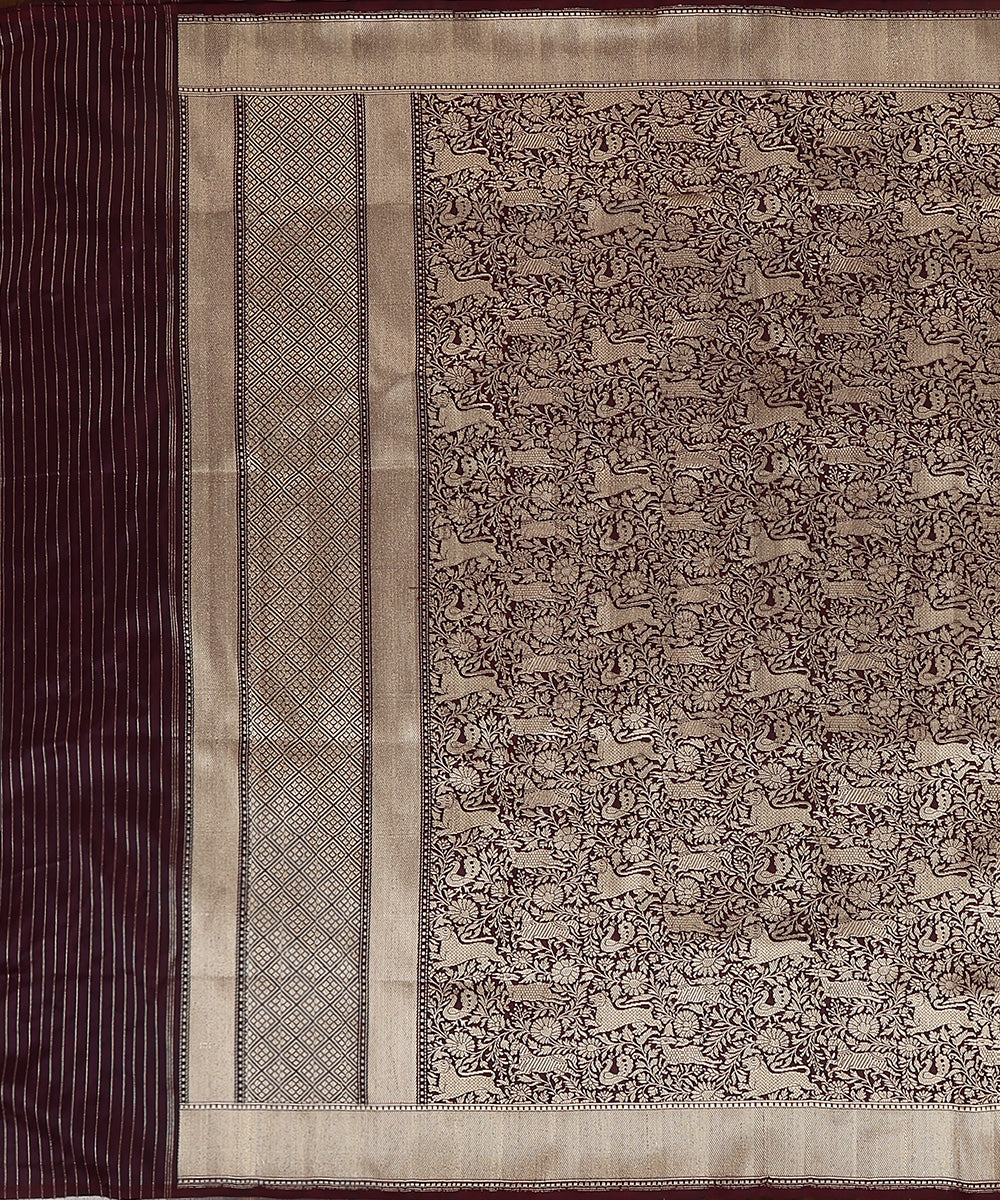 Handloom_Coke_Brown_Pure_Katan_Silk_Shikargah_Banarasi_Dupatta_With_Kimkhab_Weave_WeaverStory_02