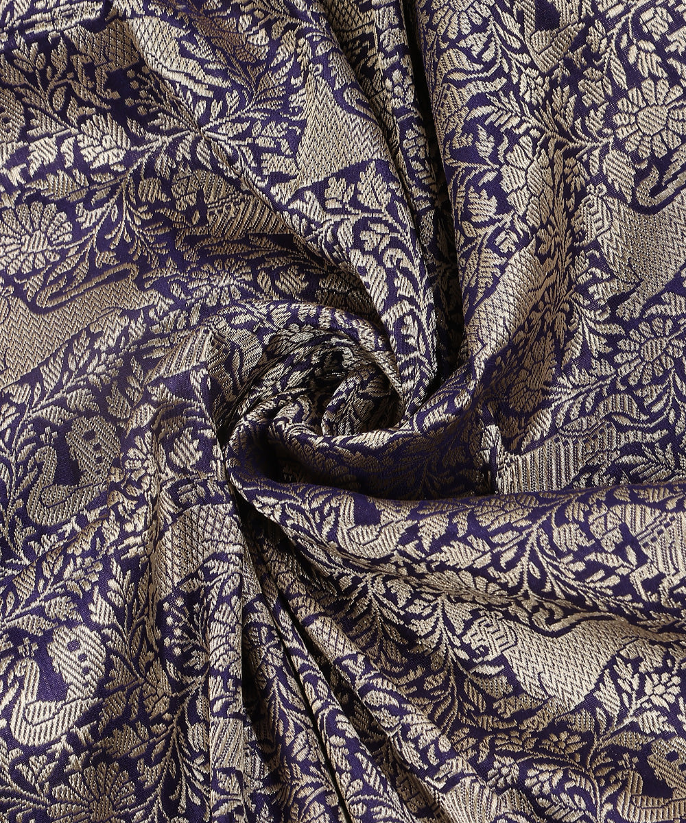 Handloom_Ink_Blue_Pure_Katan_Silk_Kimkhab_Shikargah_Banarasi_Dupatta_WeaverStory_05
