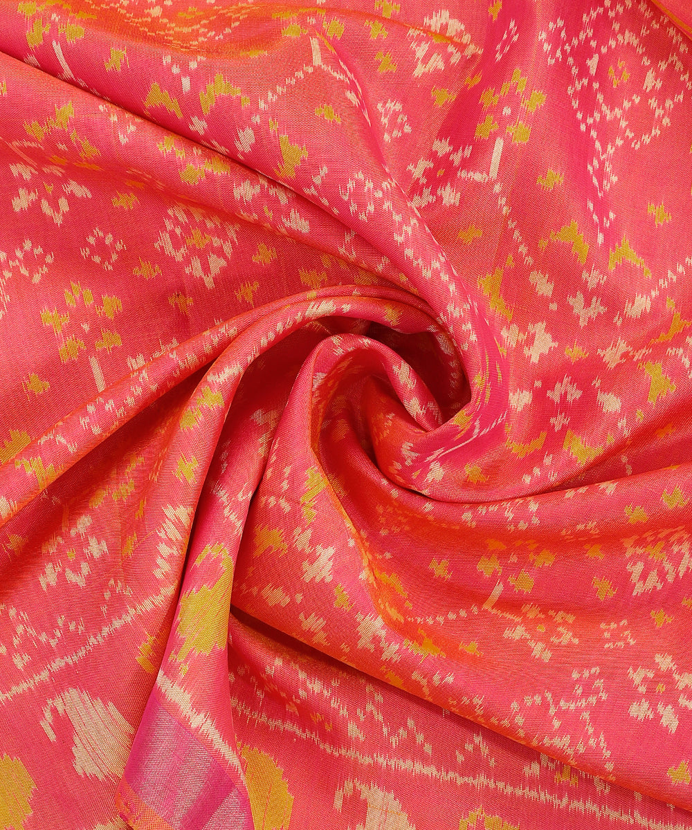 Handloom_Pink_And_Orange_Pure_Mulberry_Silk_Ikat_Patola_Dupatta_With_Paisleys_On_Border_WeaverStory_05