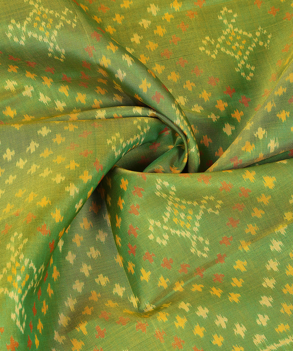 Parrot_Green_Handloom_Pure_Mulberry_Silk_Ikat_Patola_Dupatta_With_Geometric_Border_WeaverStory_05