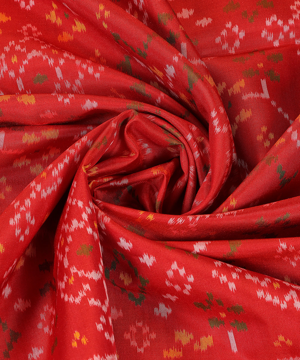 Red_Handloom_Pure_Mulberry_Silk_Ikat_Patola_Dupatta_With_Striped_Palla_WeaverStory_05