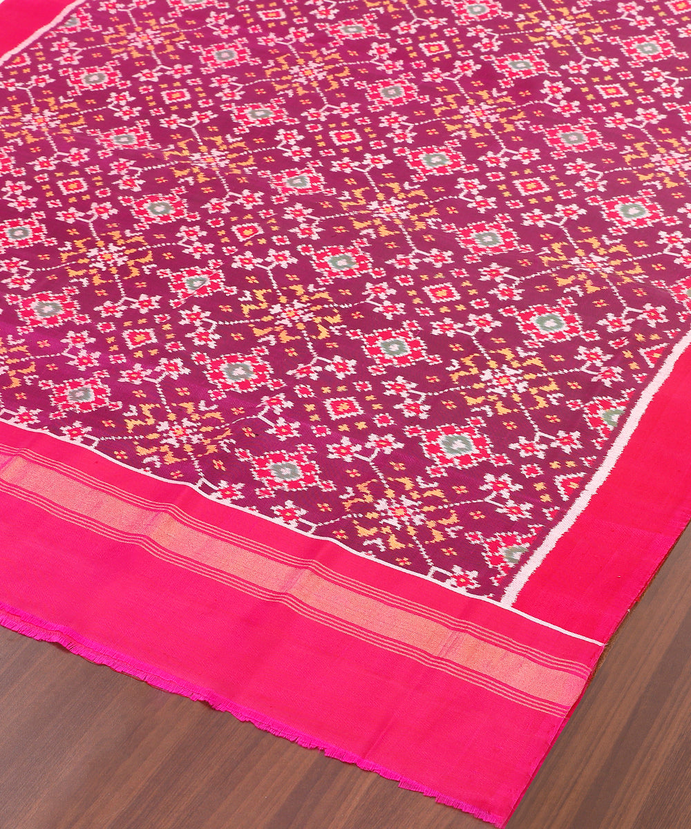 Handloom_Purple_And_Pink_8_Ply_Pure_Mulberry_Silk_Ikat_Patola_Dupatta_WeaverStory_03