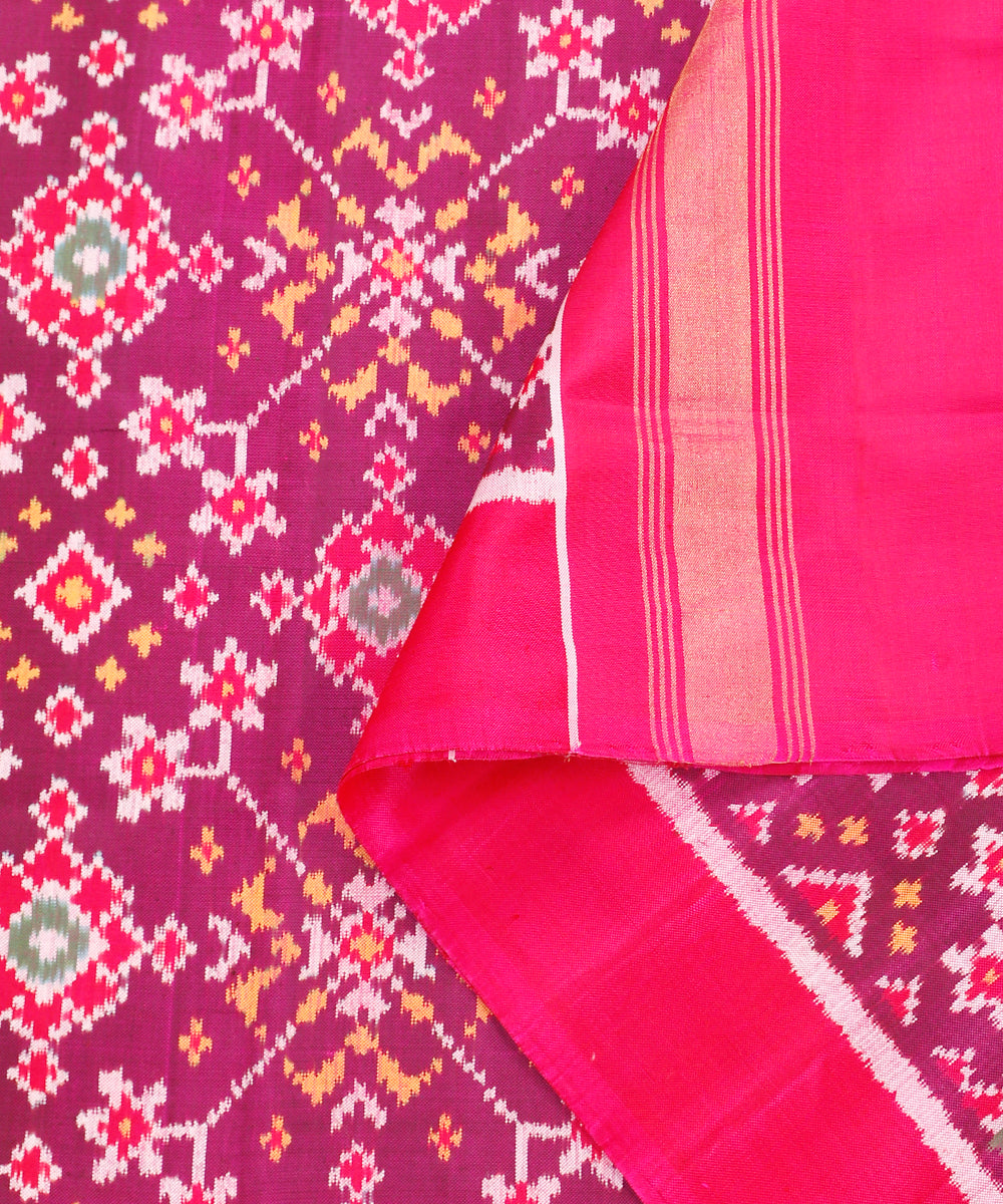 Handloom_Purple_And_Pink_8_Ply_Pure_Mulberry_Silk_Ikat_Patola_Dupatta_WeaverStory_04